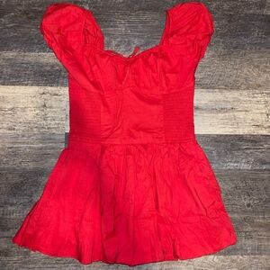 NWOT Hollister Sofia Drop Waist Bubble Skort Dress Cherry Red Size L